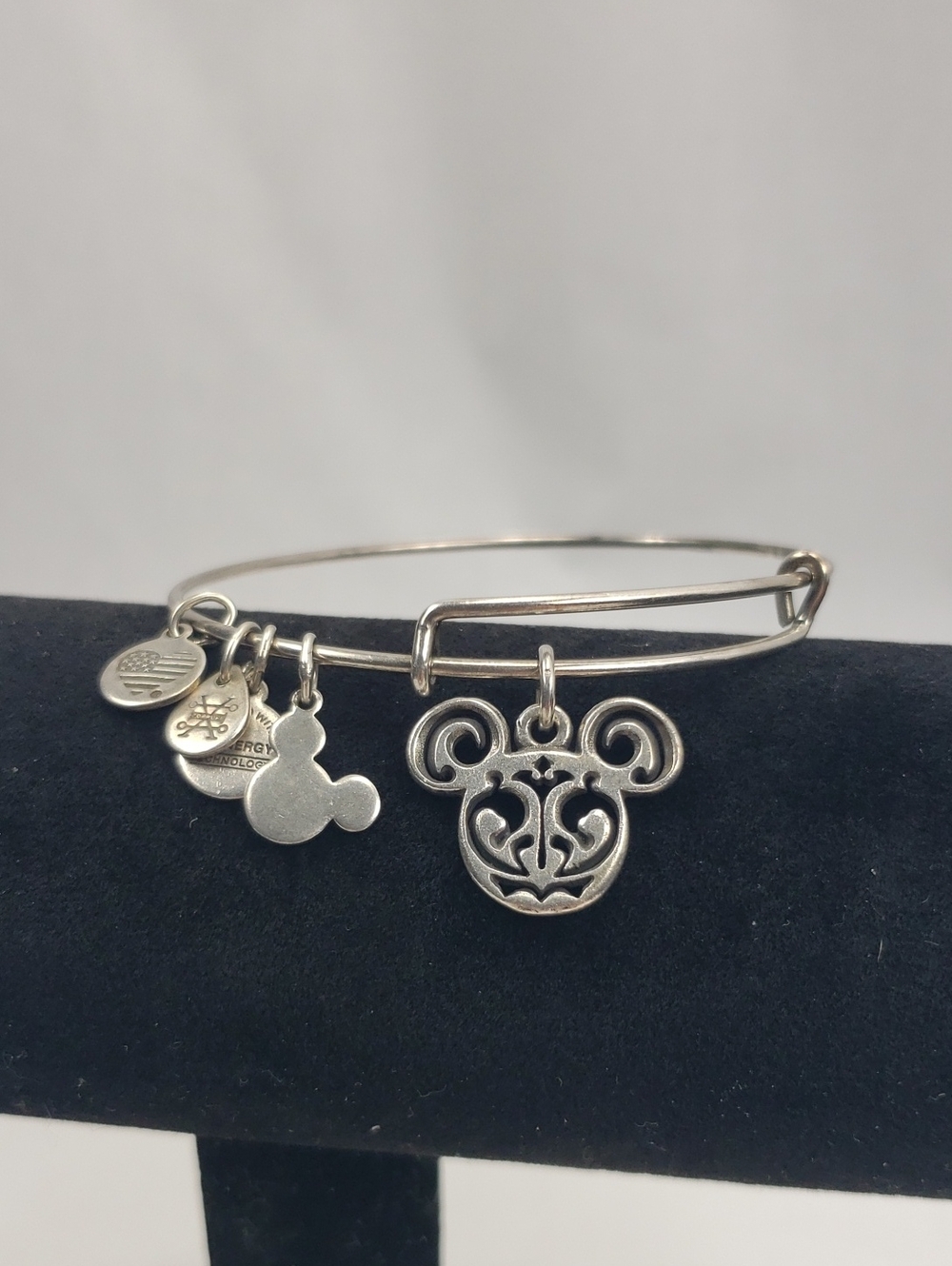 Alex and Ani Disney Mickey Mouse Filagree Silver Charm Bangle Bracelet